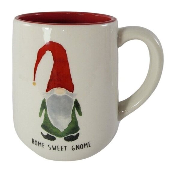 DEI Christmas Gnome Home Sweet Gnome Coffee Mug Holidays Santa Cup Red Inside - Picture 2 of 8